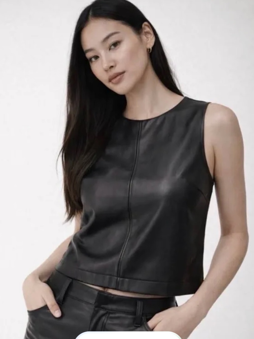 NWT Abercrombie & Fitch Abercrombie Faux Leather Tank Boxy Fit Small